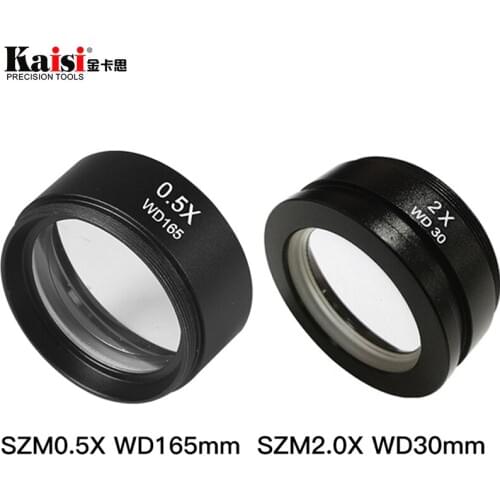 Kaisi SZM0.5X WD165mm /SZM2.0X WD30mm Auxiliary Objective Lens For Stereo Zoom Microscope Free Shipping