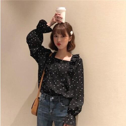 Women Blouse 2021 Spring Summer Ruffled Womens Blouse Long Sleeve Chiffon Shirt Blusas Mujer De Moda