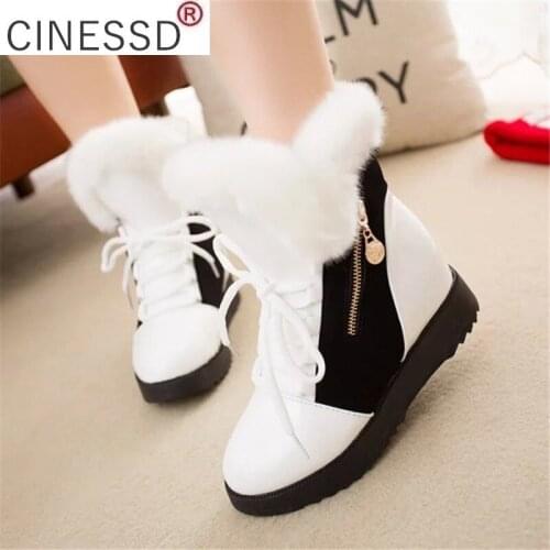 Women Boots platform Winter Shoes Women Snow Boots Platform Keep Warm Ankle Winter Boots With Thick Fur Heels Botas Mujer