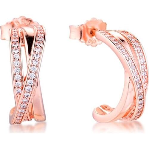 GPY Earrings for Women Rose Entwined Shapes Stud Earring Pendientes Kolczyki Earings Aretes Brincos 925 sterling silver Jewelry