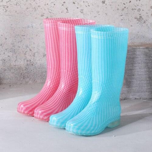 LEOSOXS High-Top Women Rainboots Non-Slip Waterproof Rain Shoes PVC Print Tall Female Casual Water Shoes Fashion Woman Rain Boot