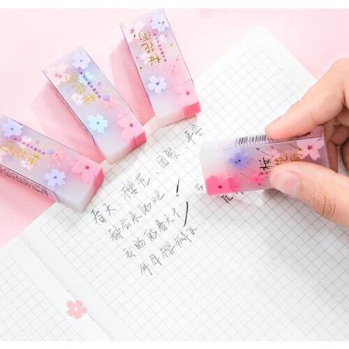 Cherry Blossom Pattern Eraser 5.3*2.1cm Kawaii School Stationery for Girls Pencils Rubber for Drawing Kawaii Eraser