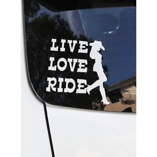 ZTTZDY 13CM*15CM Creative Live Love Ride Woman Vinyl Wrods Car Sticker Decal Black Silver ZJ2-0097