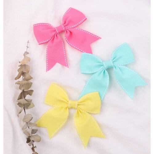 1Piece Stitch Ribbon Bows Hair Clips For Cute Girls Colorful Handmade Hairpins Boutique Barrettes Headwear Kids Hair Accessories