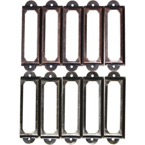 10pcs/lot 60x17mm Antique Brass Metal Label Pull Frame Handle File Name Card Holder For Furniture Cabinet Drawer Box Case Bin