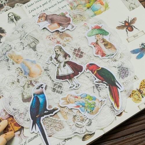 40 pcs/1lot kawaii Stationery Stickers Vintage Alice dream Diary Planner junk journal Decorative Scrapbooking DIY Craft Stickers