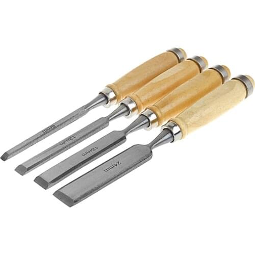 4Pcs/Set Wood Sculpture Flat Chisel DIY Woodworking Hand Tool