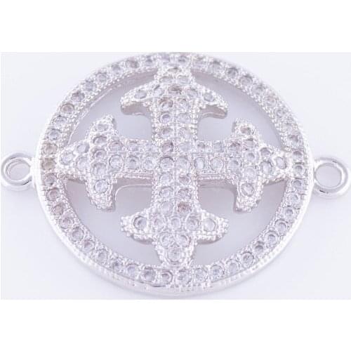 5pcs Jewelry Shining Zircon Double Crosses Charm For Jewelry Making Wholesale Copper Micro Pave Czech Charms Bijoux Berloques