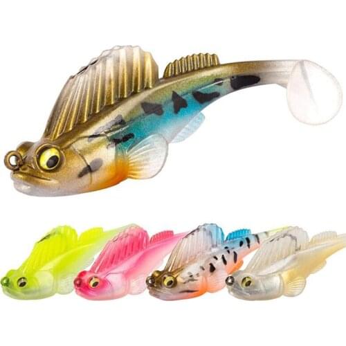 5 Pcs Fishing Lures Saltwater,Bass Fishing Lures,Fin Guarded Hook Bluegill Swimbait,Fishing Bait Freshwater with Tail