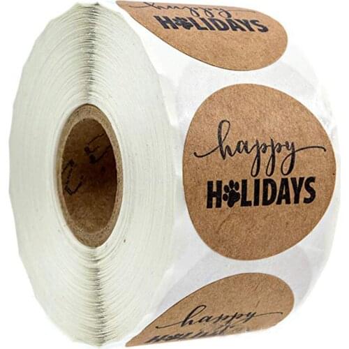 500pc Christmas Wedding Decoration Gift Lables Tags Happy Holidays Tree Sticker