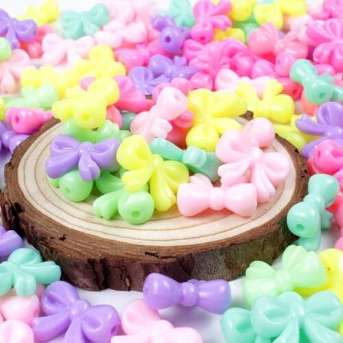 30/60Pcs Acrylic Beads Mixed Color Bow-Knot Shape Loose Spacer Beads for Jewelry Diy Making Necklace Bracelet Crafts Accessorise