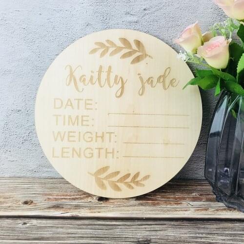 Hospital Welcome Sign Baby Announcement Plaque Newborn Name Sign Baby Stats Wooden Sign Engraved Newborn Stats Round Name Sign