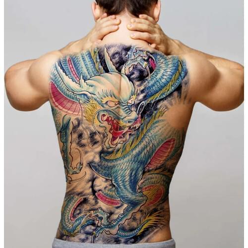 Large Full Back Tattoo Maori Power Totem Waterproof Temporary Tattoo Sticker Warrior Samurai Angel Skull Men Body Tatoo Fake Big