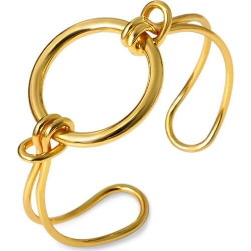 Hollow Big Circle Bracelets & Bangle for Women Gold Knot Cuff Bracelet Men Round Wire Pulseras Female Jewelry Accessories