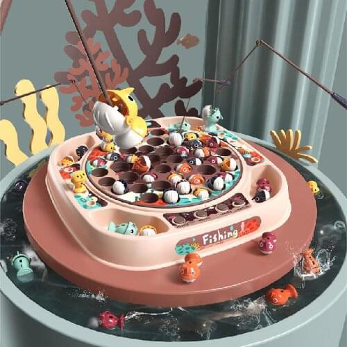 Children Simulation Fishing Toys Electric Rotation Music Light Fishing Pond Water Parent-child Interactive Game Gift for Kids