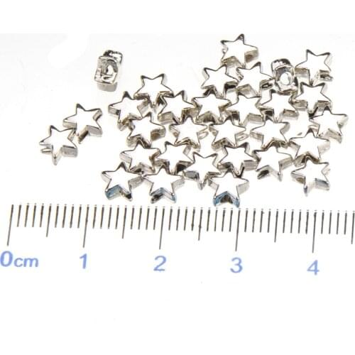 DIY Star Beads Bracelets Necklace Earrings Small Flat Vintage Silver Plated Metal Fashion Accessories For Needlework 5*3mm 200pc