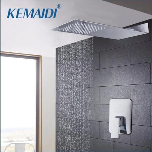 Bathtub Rainfall Shower Head Luxury Wall Mounted Square Style Brass Waterfall Shower Set Factory Direct New Bathroom Shower Tap