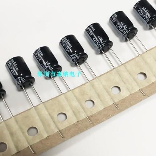 20PCS/LOT NICHICON Electrolytic capacitor 25V220UF 8X11.5 HE series 105C High frequency low impedance Long Life