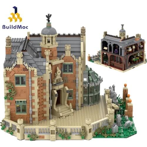 Moc City Street The Haunted Manor Ghost House Creator Expert Castle Architecture Modular Building Block Collection Toys For Gift