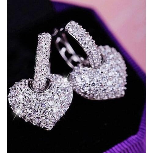 HUAMI High Quality Solid Drop Earrings Heart Fashion Jewelry Accessories for Women Earrings Elengant Exquisite Love Gift Wedding