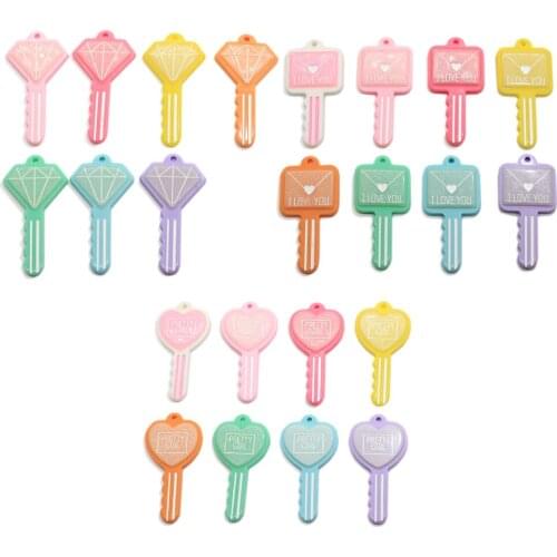 Kawaii Key Shape Charms Flatback Resin Cabochon Planar DIY Jewelry Making Pendant Accessories Scrapbook Decoration Craft