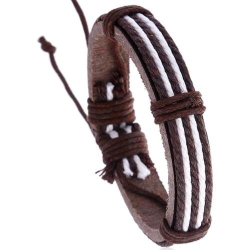 Brown Rope New Arrival Fashion Trendy Vintage Punk Handmade Woven Weave Women Leather Bracelets Female Male Jewelry Wholesale
