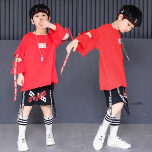 Boys Hip Hop Dancing Costume Ballroom Dancewear for Girls Loose Shirts Kids Shorts Pants Hip Hop Clothing Children Dance Wear