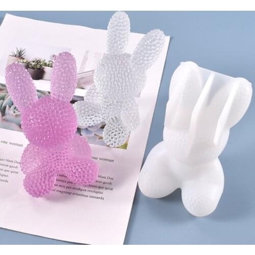 Crystal Epoxy Resin Mold 3D Rabbit Bunny Desktop Ornament Casting Silicone Mould T4MD