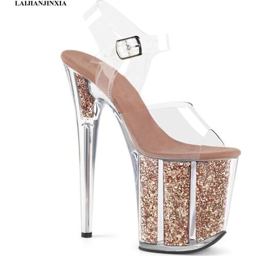 LAIJIANJINXIA Sexy High Platform Lined Sandal 8 Inch Heel White bride wedding dress sexy high heels 20cm sandals Dance Shoes