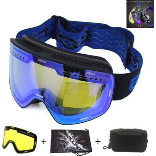 Magnetic Ski Goggles Double Layer Polarized Lens Skiing Anti-fog UV400 Snowboard Goggles Men Women Ski Glasses Set Eyewear
