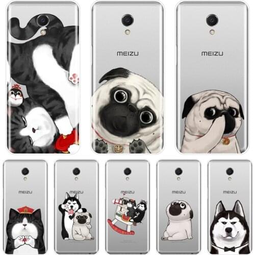 Soft Phone Case For Meizu M6 M6S M6T M5 M5C M5S M3 M3S M2 Pug Dog Cat Funny Husky Silicone Back Cover For Meizu M6 M5 M3 M2 Note