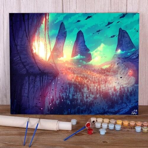 Scenery Tomorrowland Painting By Numbers Package Acrylic Paints 50*70 Painting On Canvas Decorative Paintings Drawing