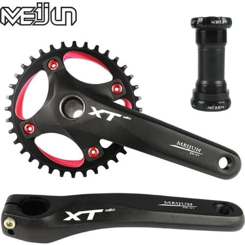 Mountain Bike Bicycle Crank Set Aluminum Alloy Hollow Tooth Plate Sprocket Bicycle Crank Arm Chain Wheel Disk Bottom Bracket Set