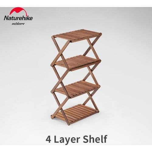 Naturehike Outdoor 3-4 Layer Storage Rack Portable Foldable multi-layer Shelf Camping Picnic Wood Folding Table