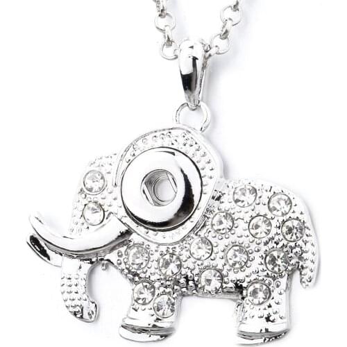 New Snap Button Jewelry Necklaces Crystal Rhinestone Flower Elephant 12mm Snap Necklace DIY Snap Jewelry Necklace Pendant