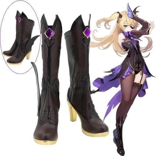Game Genshin Impact Fischl Cosplay Shoes Short Fancy Boots Halloween Carnival Party COS Custom-made