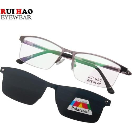 Optical Eyeglasses Frame and Sunglasses Polarized Half Rimless Glasses Frame Spectacles 94007