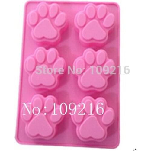 Wholesale!! 1pcs 6-Cats Paw Green Good Quality 100% Food Grade Silicone Cake/Jelly/Pudding/Ice/Candy DIY Mold