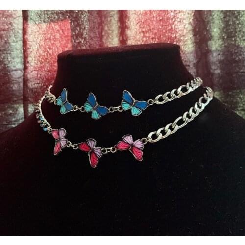 Butterfly Necklace European and American Vintage Homemade Lisa Celebrity Inspired 90 S Cool Girls Butterfly Necklace