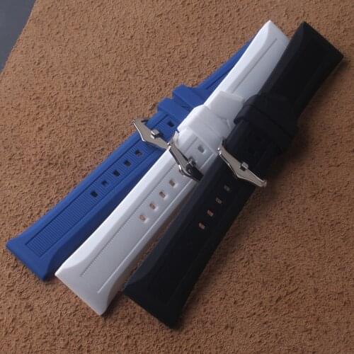 New Black White Silicone Rubber Watchband big size soft waterproof bands strap 22mm 23mm 24mm 26mm 28mm For sport watches mens