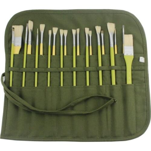 22 Holes Roll Up Pencil Bags ArmyGreen Brush Pen Storage Bag Watercolor Brush Pen Bag Pens Pouch School Stationery Art Supplies