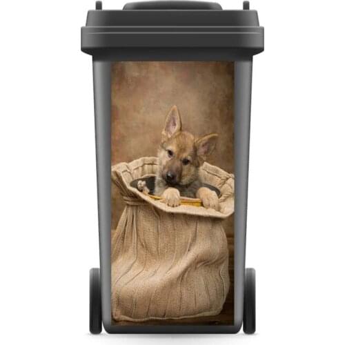 DIY Creative 3D Rubbish Bin Sticker Dog In Package Wall Mural Wall Print Decal Removable self adhesive Kitchen Accessories