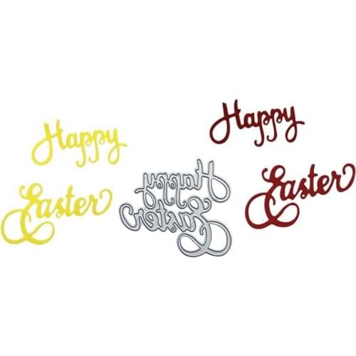 Happy Easter Text Metal Cutting Dies Stencil Scrapbooking DIY Album Stamp Paper