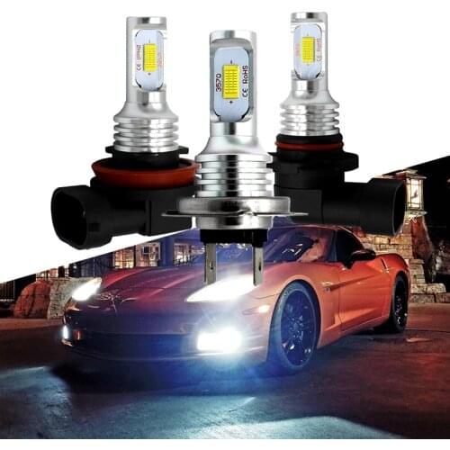 2Pcs H7 LED Bulb H1 H3 H8 H9 H11 9006/HB4 LED Car Fog Light Bulbs 6000K 1600LM CSP Super Bright Auto Lights Auto Driving Bulbs