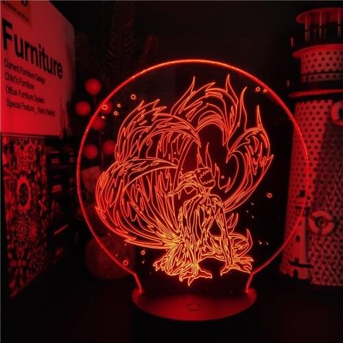 Naruto LED Night Light Anime Kurama Uzumaki Naruto Figure LED Lamp Table Light for Bedroom Acrylic 3d Light Cool Manga Gifts