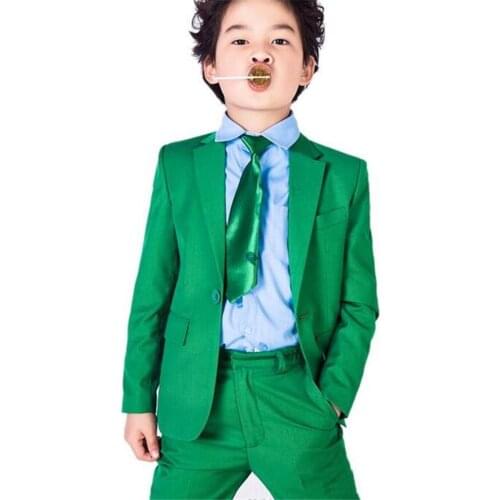 Boy formal dresses suits flower childrens wear three button wedding banquet boy lapel three-piece suit(jacket+pants+vest+tie)