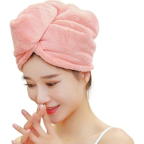 Hair Towel Wrap Turban Women Thicken Fast Drying Microfiber Solid Color Hair Dry Towels Shampoo Bath Spa Special for Family