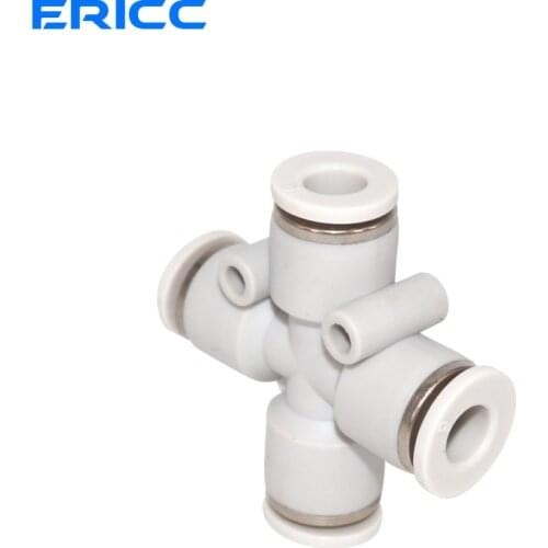 High Quality PZA Hose Tube Push In 4-Port Air Splitter Gas Connector Quick Fitting 4 Way Cross Shape Equal Pneumatic 4/6/8/10