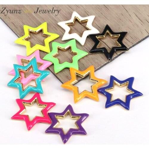 10PCS, Open Heart Shaped Colorful Enamel Connector Beads For DIY Jewelry Making Finding Accessories