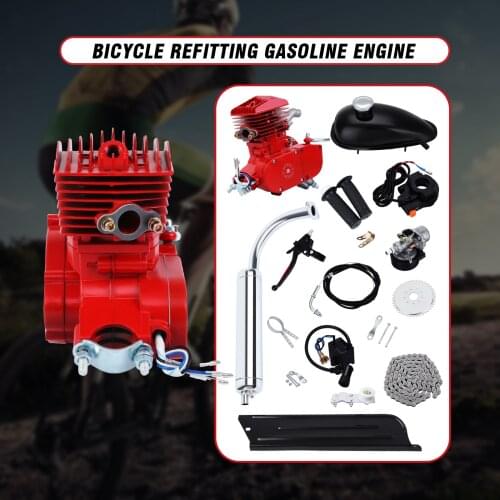 Honhill 80cc 2 Stroke Bicycle Gas Engine Kit For DIY Electric Bicycle Red Pocket Bike Complete Engine Set Motor Kit